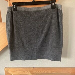 Eileen Fisher Cashmere/Cotton Blend Gray & Black‎ Horizontal Stripe Pencil Skirt